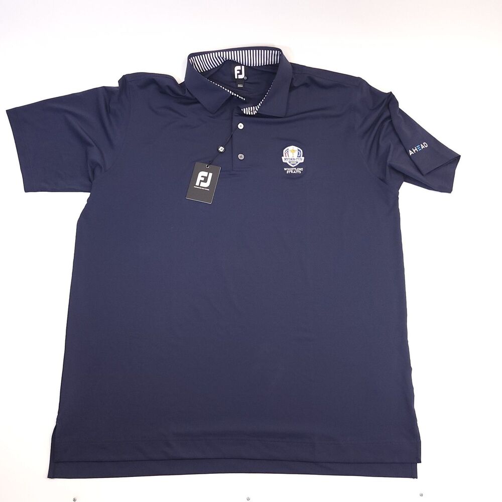 FootJoy Ryder Cup 2020 Whistling Straits Polo Shirt 2XL Navy AHEAD NWT Golf